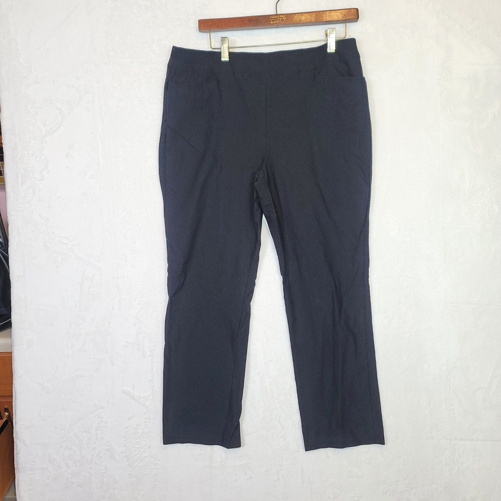 Chicos Business Casual Chinos Black Stretch Ankle Casual Vacation 34x27 Size LP